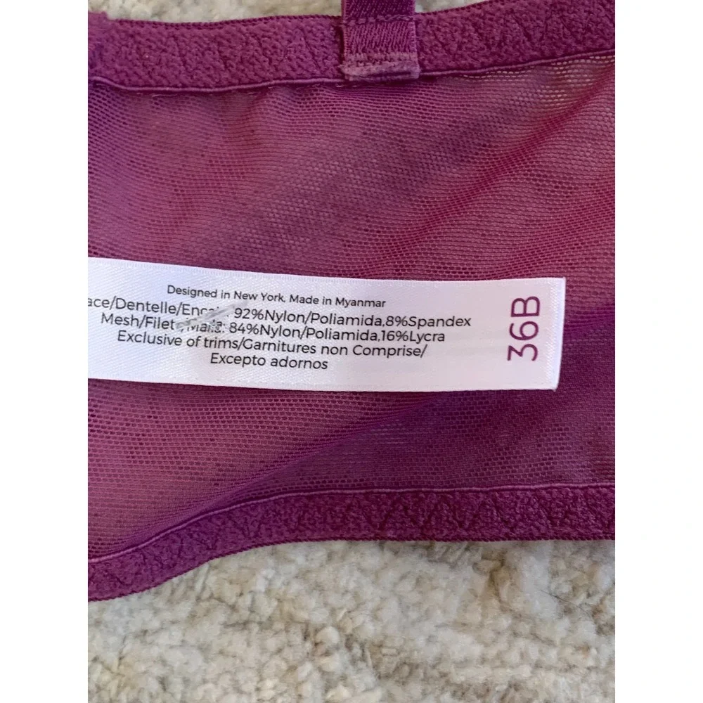 Adore Me Women's Nymphadora Contour Balconette Bra Purple Lace Hearts Size‎ 36B